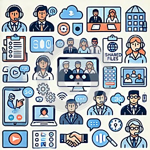 Remote Work & Collaboration Icon Set