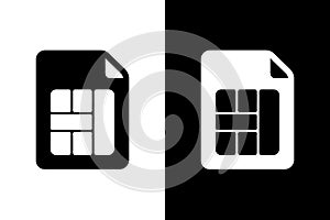 SIM Card Icon Set - Black and White Vector