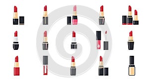 Lipstick and Lip Gloss Vector Collection Seamless Pattern