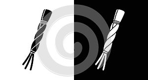 Twisted Rope or Braided Fiber Icon - Black and White Vector