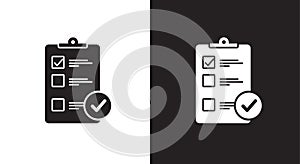 Checklist and Approval Icon Set - Black and White Vector