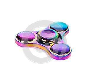 Versicoloured fidget spinner toy isolated on on white background