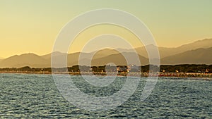 Versilia coast view on the sunset