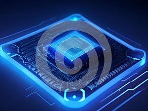 Central Processing Unit For Pc Close Up Shot In Dark Background. Ai Generated