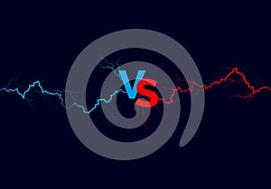 Versus background. Blue and red forces lights with text VS. Vector
