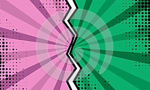 Versus battle comic template illustration pink and green sides pop art design