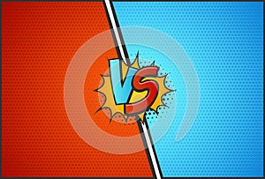 Versus battle template vector illustration. VS letters with explosion cloud pop art style