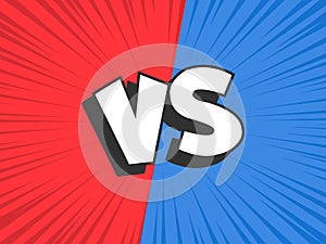 Versus compare. Red VS blue battle conflict frame, confrontation clash and fight comic vector illustration background photo