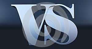 Versus concept - chrom metall 3d VS letters isolated on dark background,