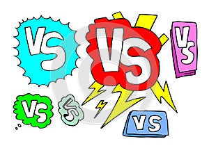 Versus icon sketch set isolated on white background.Battle vs match. Game match.vector illustration