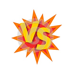 Versus letters or vs logo vector emblem on explosion shape