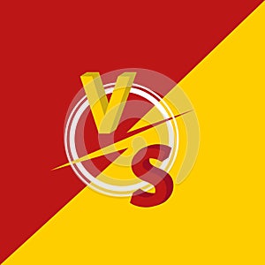 Versus letters or vs logo vector emblem. Red and yellow.