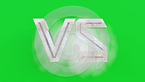 versus metal material isolated on green background w.