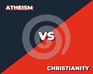 Versus screen design. Red and blue VS letters. Vector illustration . Atheism VS Christianity banner