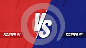 Versus screen. Vs battle headline, conflict duel between Red and Blue teams. Confrontation fight competition. Vector