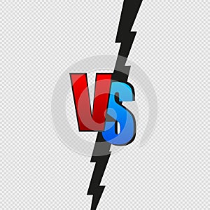 Versus VS letters fight backgrounds in flat comics style design with halftone, lightning.