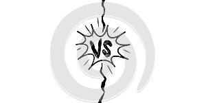 Versus Or VS Letters Logo Design in doodle style. Comic fighting duel with lightning ray border. vector illustration