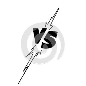 Versus Or VS Letters Logo Design in doodle style. Comic fighting duel with lightning ray border. vector illustration