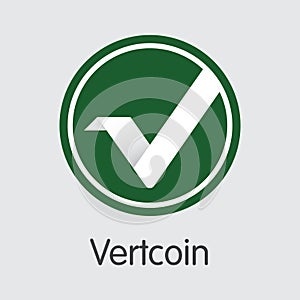 Vertcoin Virtual Currency. Vector VTC Coin Symbol.