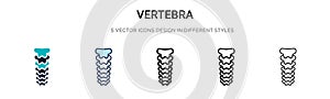 Vertebra icon in filled, thin line, outline and stroke style. Vector illustration of two colored and black vertebra vector icons