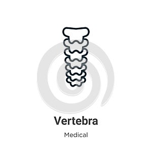 Vertebra outline vector icon. Thin line black vertebra icon, flat vector simple element illustration from editable medical concept