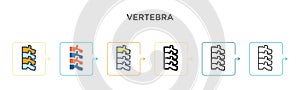 Vertebra vector icon in 6 different modern styles. Black, two colored vertebra icons designed in filled, outline, line and stroke