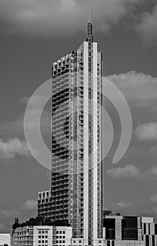 Vertical 360 condominium Tower Austin Texas Black and white