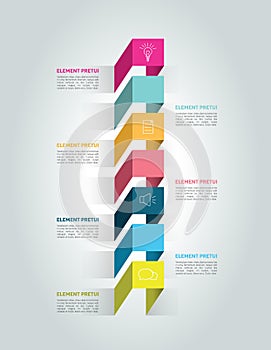 Vertical 3D timeline concept. Infographic.