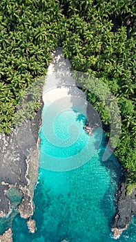 Vertical aerial view from the amazing bateria beach at Sao Tome photo