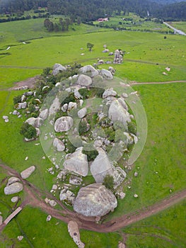 Vertical Aerial view of the big rocks of Tapalpa photo