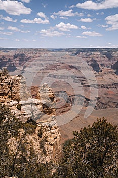 Vertical aerial view of the Grand Canyon National Park in Arizona, USA from South Rim Trail