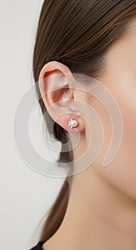 Modern Pearl Stud Earrings on Faceless Model â AI Generated Close-Up