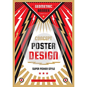 Vertical art poster template in heavy power style. National patriotism freedom vertical banner. Graphic design layout. Music rock photo