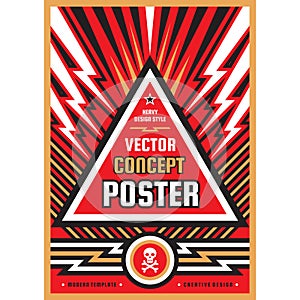 Vertical art poster template in heavy power style. National patriotism freedom vertical banner. Graphic design layout. Music