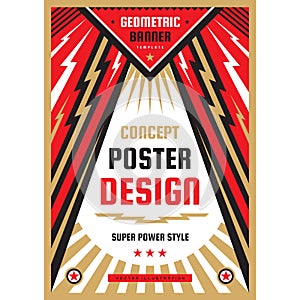 Vertical art poster template in heavy power style. National patriotism freedom vertical banner. Graphic design layout. Music rock