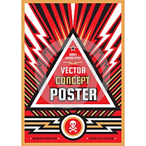 Vertical art poster template in heavy power style. National patriotism freedom vertical banner. Graphic design layout. Music photo