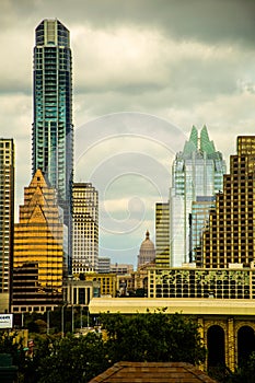 Vertical Austin Skyline Capitol Building of Texas