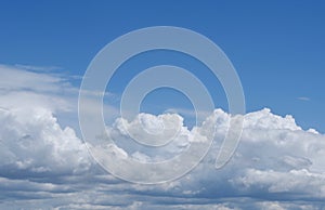 Vertical background of serene light blue sky over soft textured cloud. Place for text