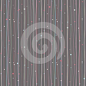 Vertical background. Wavy lines and circles. Seamless pattern.