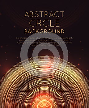 Vertical banner with abstract glowing background with concentric circles, glitter and space for text. Shine halos photo