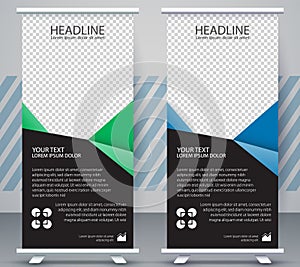 Vertical Banner business roll up standee Modern Mockup Template. Design Graphic EPS10