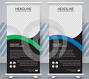 Vertical Banner business roll up standee Modern Mockup Template. Design Graphic EPS10