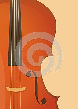 Vertical Banner in retro style with Fiddle, Violin or Cello for music concert or festival, symphony performance.