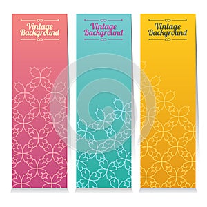 Vertical Banner Set Of Three Vintage Graphic Theme.