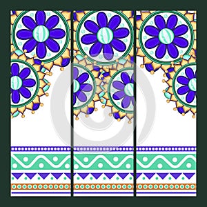 Vertical Banner or Standee Poster Design Set with Beautiful Floral Pattern and Copy photo