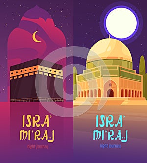 Isra Miraj banner in flat design