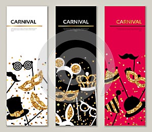 Vertical Banners with Carnival Masks