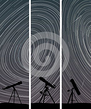 Vertical banners of stars trace circles.