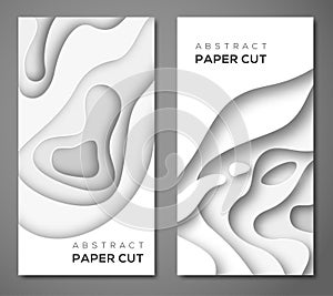 Vertical banners with white paper cut shapes