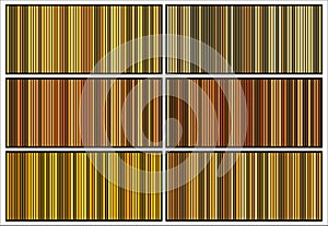 Vertical bars backdrops set. Yellow abstract striped wallpaper. Classic lined illustration for poster template. Vector file of